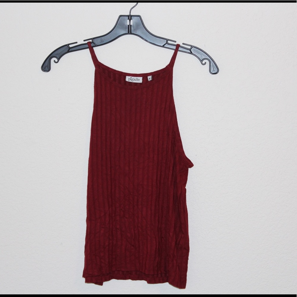 Pigalle juniors maroon, ribbed, fitted tank top